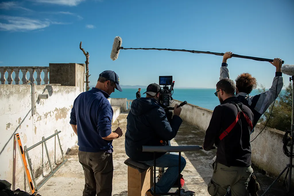 Film shooting in Tunisia by the sea